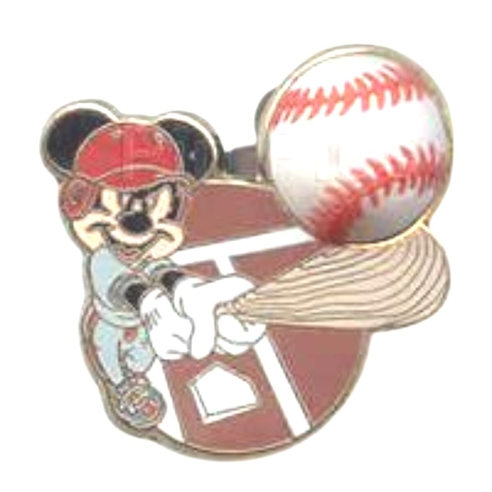 Disney Pin Mickey Baseball swinging the bat Free D ball Sports‎ Series 12328